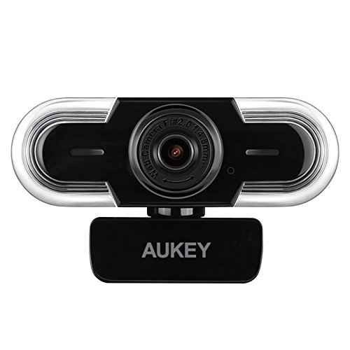 AUKEY Webcam 2K HD mit Mikrofon, Belichtungsautomatik, Manuellem Fokus, USB Kamera zum Video Chatten und Aufnahmen, Kompatibel mit Windows, Mac OS und Android