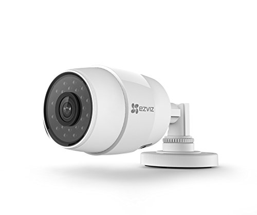 EZVIZ(von Hikvision) C3C IP Kamera, 720P HD, Brennweite 2.8mm, WLAN 2.4GHz Outdoor Wetterfest Überwachungskameras Bullet-Kamera mit SD-Karten Steckplatz , Nachtsicht, Weiß