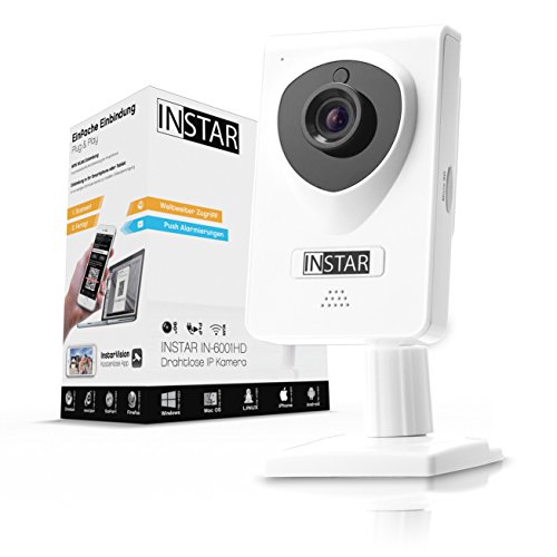 INSTAR IN-6001HD HD IP Kamera / Überwachungskamera / ipcam mit LAN / Wlan / Wifi zur Überwachung oder als Baby Kamera (4 IR LED Infrarot Nachtsicht, Weitwinkel, SD Karte, WDR, Bewegungserkennung, Aufnahme) weiss