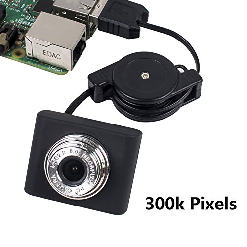 SunFounder Raspberry Pi Free Driver USB 2.0 Camera 300k Pixels Lens 1/4 CMOS 640×480 Resolution for Linux/Mac/Windows