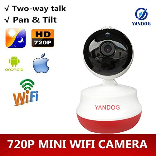 YANDOG Monilon Wireless Webcam HD Wifi Camera 360 Degrees Rotating Baby Monitor with Infrared Night Vision, Memory Card Slot, Two Way Audio, Remote view [With Europe Plug]