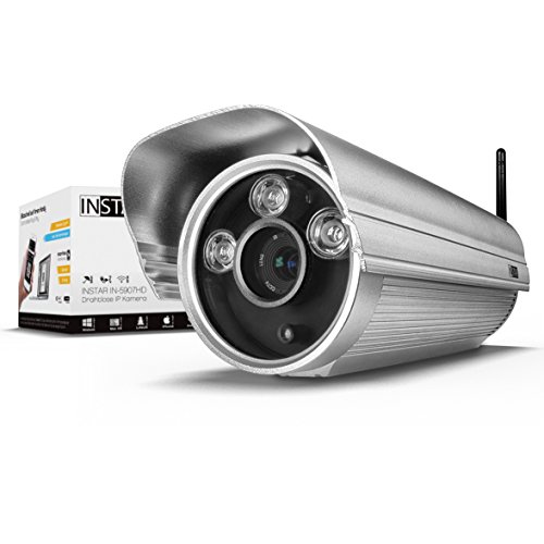 INSTAR IN-5907HD Wlan IP Kamera / HD Sicherheitskamera für Außen / IP Überwachungskamera / IP cam mit LAN & Wlan / Wifi für Outdoor (3 HighPower IR LEDs, Infrarot Nachtsicht, wetterfest für außen, SD Karte, Bewegungserkennung, Aufnahme, WDR) silber