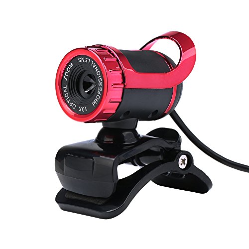 KKmoon Webcam Kamera HD USB 2,0 50 M Pixel 360 Grad verstellbar mit integriertem Mikrofon für Skype, für Büro, Computer, Laptop rot